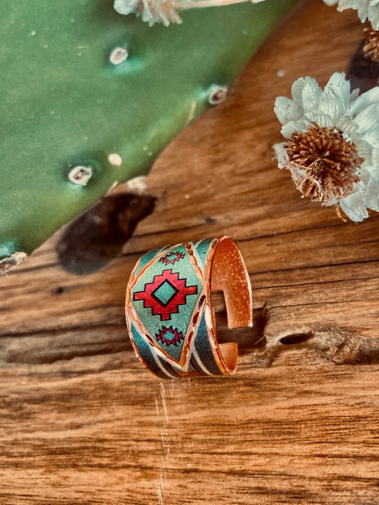 Copper Band Ring Aztecs