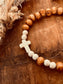 White Turquoise Cross Wood Beaded Bracelet