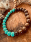 Yin Yang Turquoise Wood Bead Bracelet