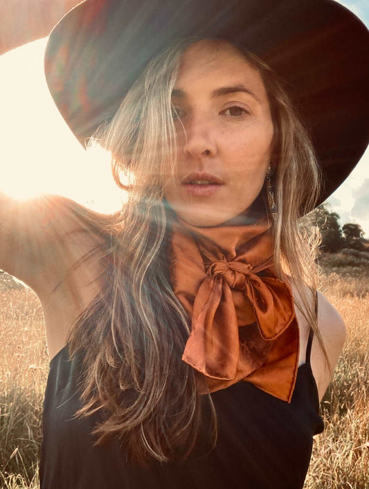 cowboy cowgirl western silk wild rag scarf copper