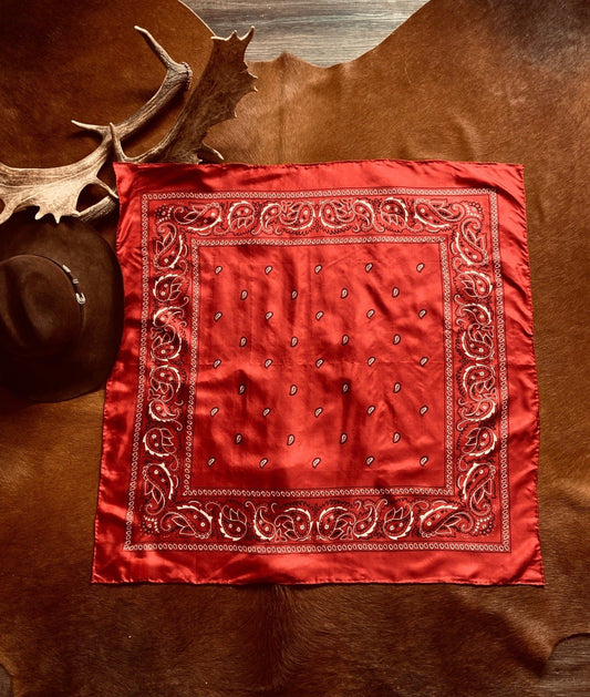 silk wild rag western style cowboy cowgirl scarf red bandana