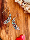 Turquoise Feather Copper Art Earrings